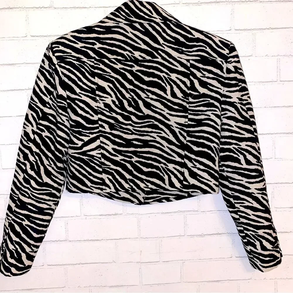 FOR LOVE & LEMONS $189 Josie Cropped Jacket in Zebra Small NWOT